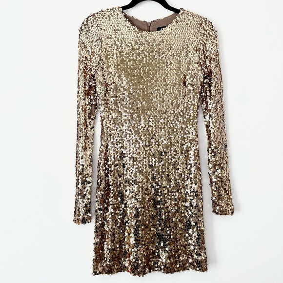 French Connection Gold Sequin Mini Dress size 4 - Picture 2 of 4